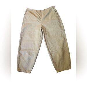 Eileen Fisher Beige Organic Cotton Hemp High Waist Cropped Lantern Pants XL EUC